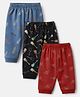 Zero Cotton Interlock Knit Full Length Lounge Pant With Guitar & Vehicle Print Pack of 3 in Red Blue
