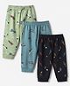 Zero Cotton Interlock Knit Full Length Lounge Pant With Vehicle Print Pack of 3 in Turquoise Navy Blue