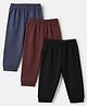 Zero Cotton Interlock Knit Full Length Solid Leggings Pack of 3 in Blue Black Maroon