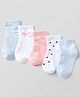 Honeyhap Premium Cotton Bamboo Spandex Blend Knit Socks with Bow & Polka Dots Design with Bio Finish Pack of 5 - Pink Blue White