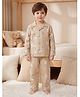 Rikidoos Full Sleeve Cotton Woven Co-Ords Shirt & Pyjama Night Suit with Tropical Print -Light Green