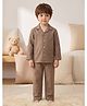 Rikidoos Cotton Woven Full Sleeves Co-Ords Shirt & Pyjama Night Suit with Vehicle Print - Brown