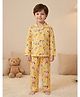 Rikidoos Cotton Woven Full Sleeves Co-Ords Shirt & Pyjama Night Suit with Unicorn Print - Yellow