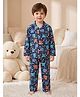 Rikidoos Cotton Woven Full Sleeves Co-Ords Shirt & Pyjama Night Suit with Text Print - Navy Blue