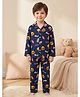 Rikidoos Cotton Woven Full Sleeves Co-Ords Shirt & Pyjama Night Suit with Burger & Fries Print - Navy Blue