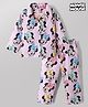 Babyhug Disney 100% Cotton Knit Full Sleeves Front Open Co- Ords Pyjama Night Suit With Minnie Mouse Print - Pink