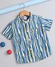 The Magic Wand Cotton Woven Shirt with Half Sleeves and Abstract Stripe Print in Blue for 2-3 Years