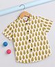 The Magic Wand Cotton Woven Shirt with Half Sleeves and Floral Print in Mustard for 2-3 Years