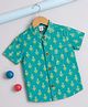 The Magic Wand Cotton Woven Shirt with Half Sleeves and Floral Print in Turquoise for 3-4 Years