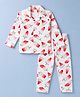 Rikidoos Cotton Woven Full Sleeve Co-Ords Shirt & Pyjama Night Suit with Watermelon Print - White