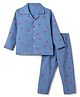 Rikidoos Cotton Woven Full Sleeve Co-Ords Shirt & Pyjama Night Suit with Car Print - Blue