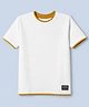 Kookie Kids 100% Cotton Knit Round Neck T-Shirt with Half Sleeves and Underground Skater Society Patch - Off White