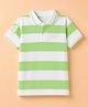 Kookie Kids Cotton Knit Polo T-Shirt with Half Sleeves and Striped Print - Green