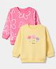 Babyhug 100% Cotton Heavy Gauge Terry Knit Sweatshirts with Full Sleeves and Flower & Butterfly Print Pack of 2 - Pink & Yellow