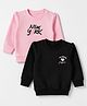 Babyhug Heavy Gauge 100% Cotton Terry Knit Full Sleeves Sweatshirt With Text Print Pack of 2 - Pink & Black