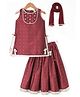 Babyhug Chiffon Woven Sleeveless Chinnon Foil Printed Choli & Lehenga Set With Dupatta Set - Maroon