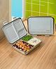 Basil Stainless Steel 3 Compartment Bento Neo Lunch Box for Kids & Adults New & Improved Easy to Open Close Lunch Box - Grey