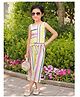 Woonie Cotton Woven Sleeveless Striped Coordinating Top & Pant Set - Multi Colour