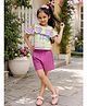 Woonie Cotton Woven Cold Shoulder Sleeves Checked Top & Shorts Set - Multi Colour