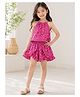 Woonie Cotton Woven Sleeveless Butterfly  Embroidered Coordinating Top & Shorts Set - Pink