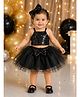 Woonie Satin Woven Sleeveless  Sequin Embellished Top & Skirt Set - Black
