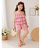 Woonie Cotton Woven Sleeveless Floral Printed Coordinating Top & Shorts Set - Multi Colour