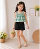 Woonie Cotton Woven Sleeveless Floral Printed Top & Shorts Set - Green