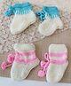 Woonie Knit Pack Of 2 Striped & Pom Pom Embellished Socks - Blue & Pink