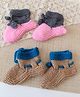 Woonie Knit Pack Of 2 Colour Blocked & Pom Pom Embellished Socks - Pink & Beige