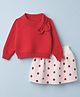 Mark & Mia Viscose Collared Sweater & Skirt Set with Full Sleeves and Polka Dot Design - Red