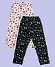 Kiddopanti Cotton Knit Pack Of 2 Space Theme & Power Star Text Printed Pajamas - Off White & Black