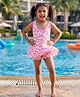 Kaboosh Sleeveless Rainbow Printed Frock Style Swimsuit With Attached Shorts - Pink