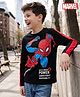 Pine Kids Marvel Single Jersey Knit T-Shirt with Full Sleeves and Spider Man Print - Black