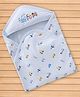 Simply Interlock Knit Hooded Towel & Wrappers with Train, Vehicle Print - Sky
