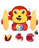 Wembley Dancing Monkey Musical Toy for Kids Spinning Rolling Doll with Voice Control, Light & Sound Effects Made in India-Red