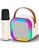 Wembley Rechargeable Karaoke Mic with Bluetooth Speaker Wireless Microphone, LED Lights & Voice Effects- White