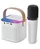 Wembley Bluetooth Karaoke Speaker with Wireless Microphone for Kids RGB Lights 5 Voice Change Modes - White Bucket Style