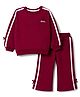 Babyhug Terry Knit Full Sleeves Top and Pants Set with Amour Print - Maroon