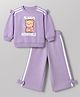 Babyhug 100% Cotton Terry Top and Bottomwear Full Sleeves With Full Length and Bear Applique in Lavender