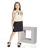Peppermint Cotton Woven Sleeveless Bow Applique Detailed Top & Skirt Set - Beige