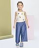 Peppermint Cotton Blend Woven Sleeveless Floral Patch Detailed Top & Pants Set - Navy Blue