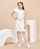Peppermint Jacquard Woven Sleeveless Floral Applique Detailed Top & Skirts Set - Cream