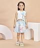 Peppermint Synthetic Woven Sleeveless Floral & Bow Applique Detailed Top & Skirt Set - Sky Blue