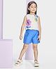 Peppermint Net Knit Sleeveless Floral Designed Top & Shorts - Blue