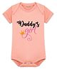 Arvesa Cotton Blend Knit Half Sleeves Daddys Girl Text Printed Onesie - Peach
