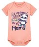 Arvesa Cotton Blend Knit Half Sleeves Panda Printed Onesie - Peach