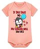 Arvesa Cotton Blend Knit Half Sleeves Penguin Printed Onesie - Peach