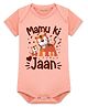 Arvesa Cotton Blend Knit Half Sleeves Tiger & Cub Printed Onesie - Peach