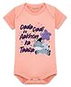 Arvesa Cotton Blend Knit Half Sleeves Dada Dadi Ke Aankhon Ka Tara Text Printed Onesie - Peach