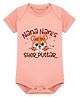 Arvesa Cotton Blend Knit Half Sleeves Tiger Cub Printed Onesie - Peach